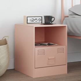 Mesita de noche acero rosa 34,5x39x44 cm de vidaXL, Mesitas de noche - Ref: Foro24-841753, Precio: 64,02 €, Descuento: %