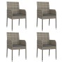 5-piece garden dining set with gray synthetic rattan cushions