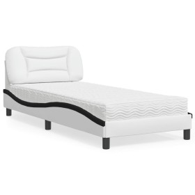 Cama con colchón cuero sintético blanco y negro 90x190 cm de vidaXL, Camas y somieres - Ref: Foro24-3208695, Precio: 293,47 €...