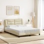 Cama con colchón tela color crema 140x190 cm de vidaXL, Camas y somieres - Ref: Foro24-3208532, Precio: 429,67 €, Descuento: %