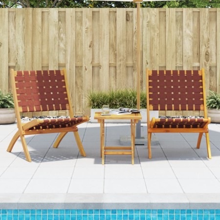 Folding garden chairs 2 units acacia wood and red fabric by vidaXL, Garden chairs - Ref: Foro24-366511, Price: 96,99 €, Disco...