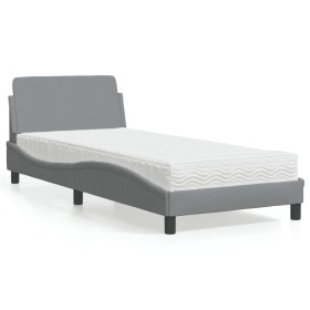 Bed with light gray fabric mattress 90x190 cm by vidaXL, Beds and slatted bases - Ref: Foro24-3208304, Price: 239,99 €, Disco...