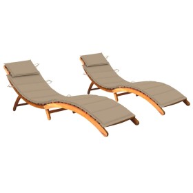 Sun loungers with cushions 2 units solid acacia wood by vidaXL, Loungers - Ref: Foro24-3077364, Price: 336,03 €, Discount: %