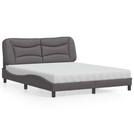 Bed with gray synthetic leather mattress 160x200 cm by vidaXL, Beds and slatted bases - Ref: Foro24-3208734, Price: 446,99 €,...