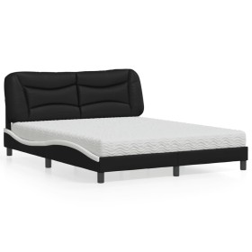 Bed with black and white synthetic leather mattress 160x200 cm by vidaXL, Beds and slatted bases - Ref: Foro24-3208736, Price...