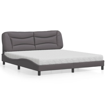 Bed with gray synthetic leather mattress 180x200 cm by vidaXL, Beds and slatted bases - Ref: Foro24-3208741, Price: 469,99 €,...