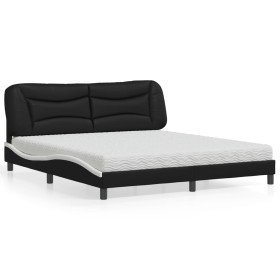 Bett mit schwarz-weißer Kunstledermatratze 180x200 cm von vidaXL, Betten und Lattenroste - Ref: Foro24-3208743, Preis: 469,99...