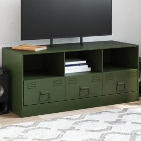 Mueble de TV de acero verde oliva 99x39x44 cm de vidaXL, Muebles TV - Ref: Foro24-841737, Precio: 128,84 €, Descuento: %