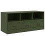 Mueble de TV de acero verde oliva 99x39x44 cm de vidaXL, Muebles TV - Ref: Foro24-841737, Precio: 128,99 €, Descuento: %