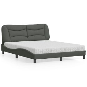 Cama con colchón de tela gris oscuro 160x200 cm de vidaXL, Camas y somieres - Ref: Foro24-3208542, Precio: 436,28 €, Descuent...