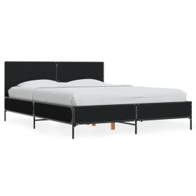 Engineered wood and black metal bed frame 120x200cm by vidaXL, Beds and slatted bases - Ref: Foro24-3279992, Price: 158,99 €,...