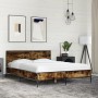 Engineered wood bed frame metal smoked oak 140x200cm by vidaXL, Beds and slatted bases - Ref: Foro24-3279999, Price: 161,99 €...