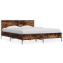 Estructura cama madera ingeniería metal roble ahumado 150x200cm de vidaXL, Camas y somieres - Ref: Foro24-3280004, Precio: 16...