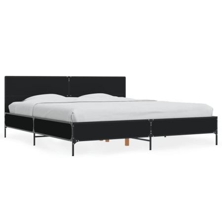 Engineered wood and black metal bed frame 180x200cm by vidaXL, Beds and slatted bases - Ref: Foro24-3280012, Price: 178,50 €,...