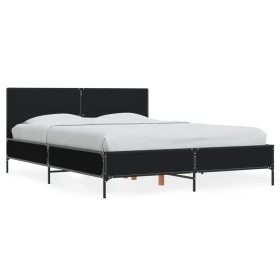 Estructura de cama madera de ingeniería y metal negro 135x190cm de vidaXL, Camas y somieres - Ref: Foro24-3280027, Precio: 16...