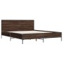 Estructura cama madera ingeniería metal marrón roble 135x190 cm de vidaXL, Camas y somieres - Ref: Foro24-3280031, Precio: 16...