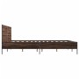 Estructura cama madera ingeniería metal marrón roble 135x190 cm de vidaXL, Camas y somieres - Ref: Foro24-3280031, Precio: 16...