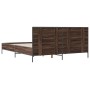 Estructura cama madera ingeniería metal marrón roble 135x190 cm de vidaXL, Camas y somieres - Ref: Foro24-3280031, Precio: 16...