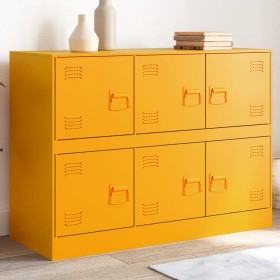 Aparador de acero amarillo mostaza 99x39x73 cm de vidaXL, Aparadores - Ref: Foro24-841796, Precio: 188,71 €, Descuento: %