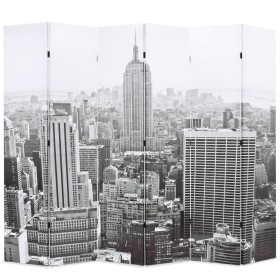 Folding room divider 228x170 cm New York in black and white by vidaXL, Room dividers - Ref: Foro24-245860, Price: 130,99 €, D...