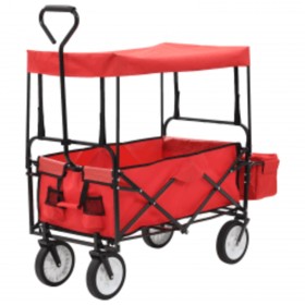 Carrito de mano plegable de acero con capota rojo de vidaXL, Carretillas de carga - Ref: Foro24-147589, Precio: 94,38 €, Desc...