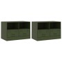 Muebles para TV 2 unidades acero verde oliva 67x39x44 cm de vidaXL, Muebles TV - Ref: Foro24-841748, Precio: 171,67 €, Descue...