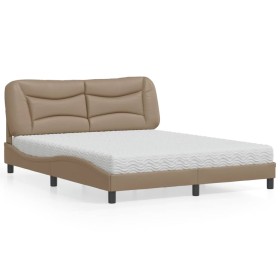 Bed with cappuccino synthetic leather mattress 160x200 cm by vidaXL, Beds and slatted bases - Ref: Foro24-3208735, Price: 483...