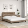 Bed with cappuccino synthetic leather mattress 160x200 cm by vidaXL, Beds and slatted bases - Ref: Foro24-3208735, Price: 526...