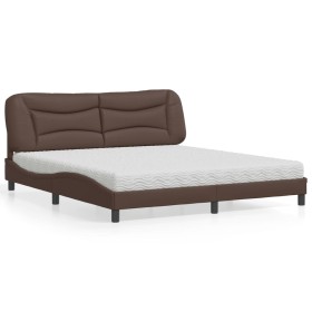 Bed with brown synthetic leather mattress 180x200 cm by vidaXL, Beds and slatted bases - Ref: Foro24-3208740, Price: 499,99 €...