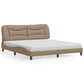 Bett mit Cappuccino-Kunstledermatratze 180x200 cm von vidaXL, Betten und Lattenroste - Ref: Foro24-3208742, Preis: 499,99 €, ...