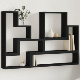 Black engineered wood wall shelf 96x12x64 cm by vidaXL, Shelves and shelves - Ref: Foro24-840801, Price: 54,15 €, Discount: %