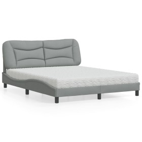 Bett mit hellgrauer Stoffmatratze 160x200 cm von vidaXL, Betten und Lattenroste - Ref: Foro24-3208541, Preis: 456,69 €, Rabat...