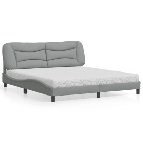 Bett mit hellgrauer Stoffmatratze 180x200 cm von vidaXL, Betten und Lattenroste - Ref: Foro24-3208548, Preis: 457,48 €, Rabat...