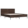 Estructura cama madera ingeniería metal marrón roble 160x200 cm de vidaXL, Camas y somieres - Ref: Foro24-3280011, Precio: 17...