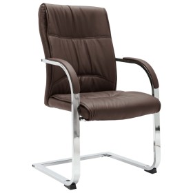 Silla de oficina voladiza de cuero sintético marrón de vidaXL, Sillas de oficina - Ref: Foro24-289343, Precio: 130,99 €, Desc...