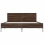 Engineered wood bed frame oak brown metal 120x190 cm by vidaXL, Beds and slatted bases - Ref: Foro24-3280026, Price: 156,21 €...