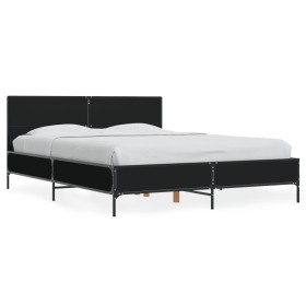 Estructura de cama madera de ingeniería y metal negro 140x190cm de vidaXL, Camas y somieres - Ref: Foro24-3280032, Precio: 16...