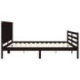 Double bed frame with black solid wood headboard by vidaXL, Beds and slatted bases - Ref: Foro24-3194525, Price: 217,99 €, Di...