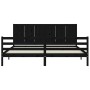 Double bed frame with black solid wood headboard by vidaXL, Beds and slatted bases - Ref: Foro24-3194525, Price: 217,99 €, Di...