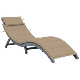 Lounger with solid gray acacia wood cushion by vidaXL, Loungers - Ref: Foro24-3064047, Price: 134,99 €, Discount: %