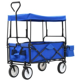 Folding Steel Hand Cart with Blue Hood by vidaXL, Cargo forklifts - Ref: Foro24-147590, Price: 94,26 €, Discount: %