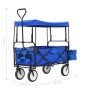 Carrito de mano plegable de acero con capota azul de vidaXL, Carretillas de carga - Ref: Foro24-147590, Precio: 94,26 €, Desc...