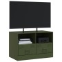 Mueble para TV de acero verde oliva 67x39x44 cm de vidaXL, Muebles TV - Ref: Foro24-841747, Precio: 95,82 €, Descuento: %