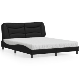 Cama con colchón cuero sintético negro 160x200 cm de vidaXL, Camas y somieres - Ref: Foro24-3208731, Precio: 452,15 €, Descue...