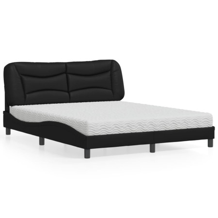 Bed with black synthetic leather mattress 160x200 cm by vidaXL, Beds and slatted bases - Ref: Foro24-3208731, Price: 452,15 €...