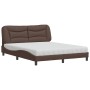 Cama con colchón cuero sintético marrón 160x200 cm de vidaXL, Camas y somieres - Ref: Foro24-3208733, Precio: 529,29 €, Descu...