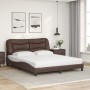 Bed with brown synthetic leather mattress 160x200 cm by vidaXL, Beds and slatted bases - Ref: Foro24-3208733, Price: 529,29 €...