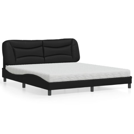 Cama con colchón cuero sintético negro 180x200 cm de vidaXL, Camas y somieres - Ref: Foro24-3208738, Precio: 514,25 €, Descue...