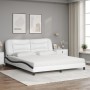 Bed with black and white synthetic leather mattress 180x200 cm by vidaXL, Beds and slatted bases - Ref: Foro24-3208744, Price...