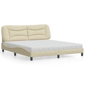 Bed with cream fabric mattress 180x200 cm by vidaXL, Beds and slatted bases - Ref: Foro24-3208553, Price: 497,03 €, Discount: %